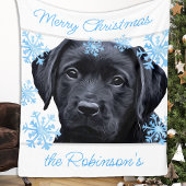 Black Labrador Merry Kerstmis Fleece Deken