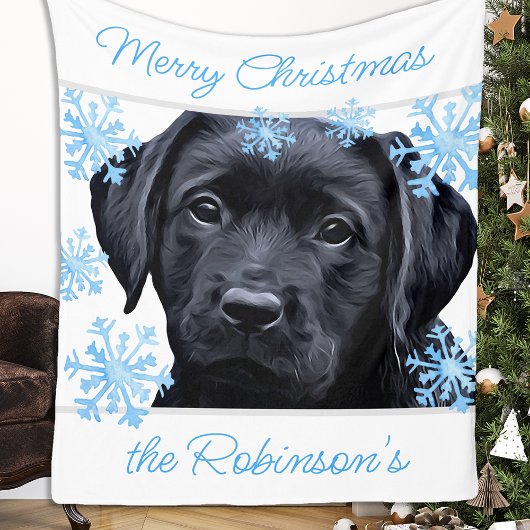 Black Labrador Merry Kerstmis Fleece Deken