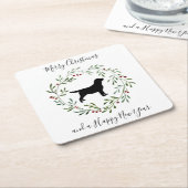 Black Labrador Merry Kerstreever Dog Kartonnen Onderzetters (Schuin)