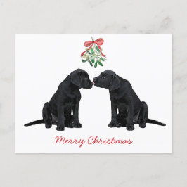 Black Labrador Mistletoe Cute Dog Puppy Feestdagenkaart