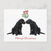 Black Labrador Mistletoe Cute Dog Puppy Feestdagenkaart (Voorkant)