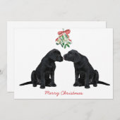 Black Labrador Mistletoe Cute Dog Puppy Feestdagenkaart (Voorkant / Achterkant)