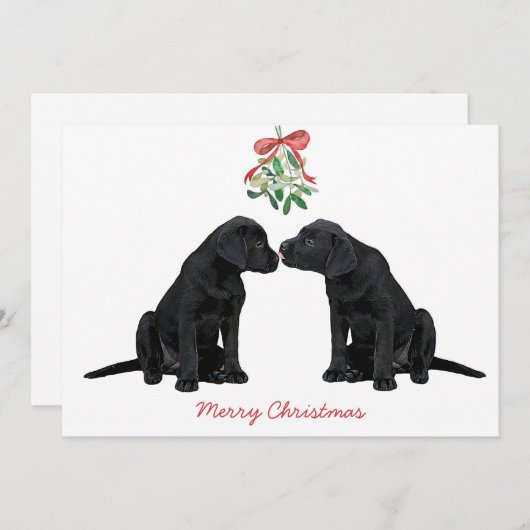 Black Labrador Mistletoe Cute Dog Puppy Feestdagenkaart (Voorkant / Achterkant)