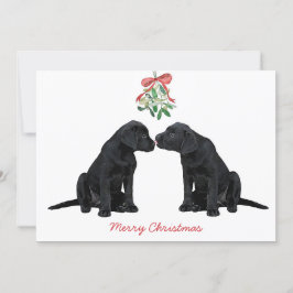 Black Labrador Mistletoe Cute Dog Puppy Feestdagenkaart