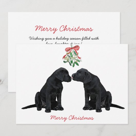 Black Labrador Mistletoe Cute Dog Puppy Feestdagenkaart (Voorkant / Achterkant)