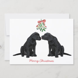 Black Labrador Mistletoe Cute Dog Puppy Feestdagenkaart