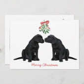 Black Labrador Mistletoe Cute Dog Puppy Kaart (Voorkant / Achterkant)