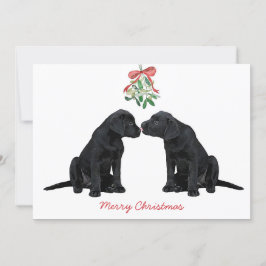 Black Labrador Mistletoe Cute Dog Puppy Kaart