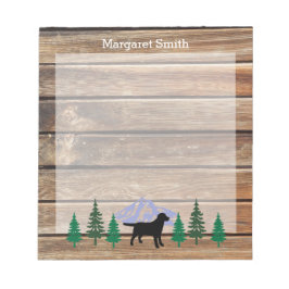 Black Labrador Outline Evergreen Trees Notitieblok