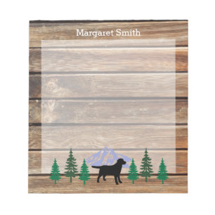 Black Labrador Outline Evergreen Trees Notitieblok