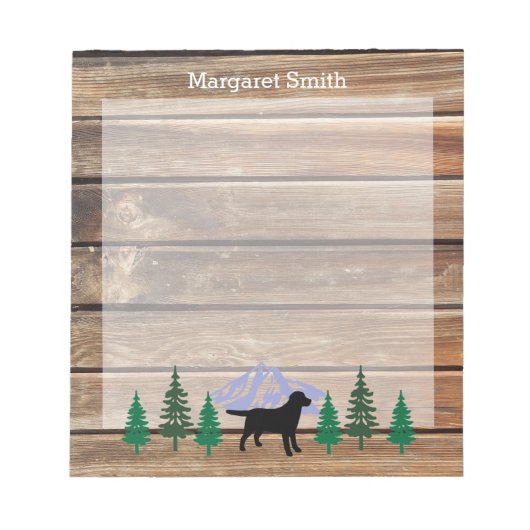Black Labrador Outline Evergreen Trees Notitieblok (Voorkant)