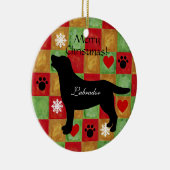 Black Labrador Outline Mosaic and Hearts Keramisch Ornament (Rechts)