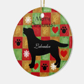 Black Labrador Outline Mosaic and Hearts Keramisch Ornament (Links)