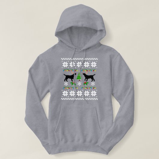 Black Labrador Outline Ugly Kersthoodie Hoodie (Design voorkant)