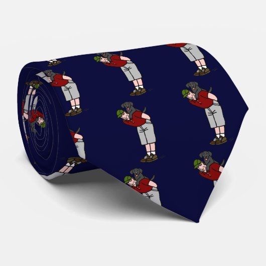 Black Labrador papa Stropdas (Opgerold)