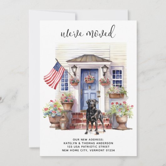 Black Labrador Patriottische Gepersonaliseerde Hon Aankondiging (Voorkant)