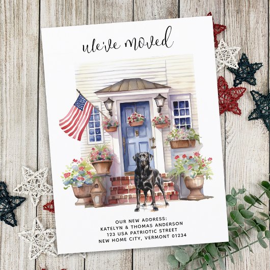 Black Labrador Patriottische Gepersonaliseerde Hon Aankondigingskaart