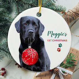 Black Labrador Personalized Cute Dog Kerstmis Keramisch Ornament