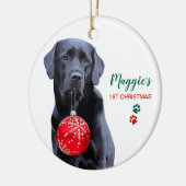 Black Labrador Personalized Cute Dog Kerstmis Keramisch Ornament (Links)