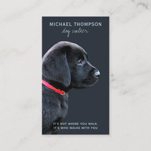 Black Labrador Pet Dog Business Dog Walker Visitekaartje (Voorkant)