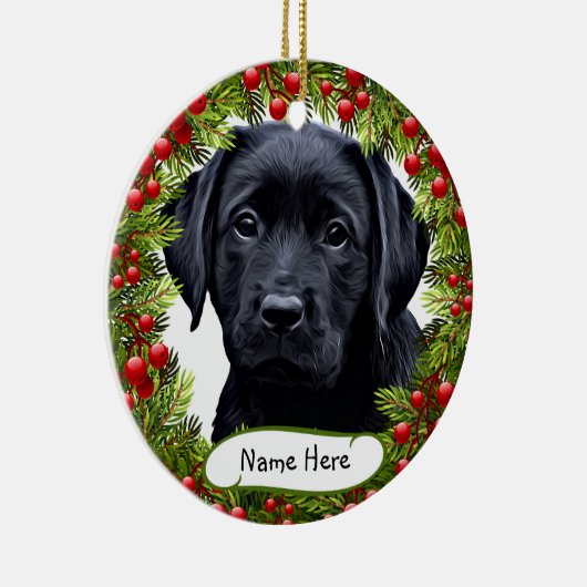 Black Labrador Pet Dog Wreated Ceramic Ornament (Rechts)