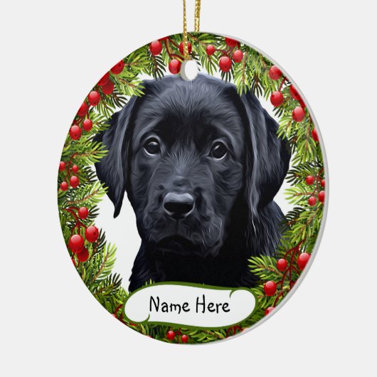 Black Labrador Pet Dog Wreated Ceramic Ornament (Links)