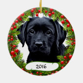 Black Labrador Pet Dog Wreated Ceramic Ornament (Achterkant)