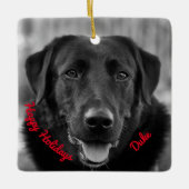 Black Labrador Photo Pet Dog Ceramic Ornament (Voorkant)
