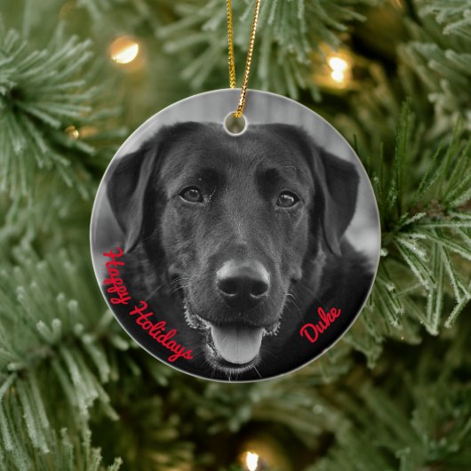 Black Labrador Photo Pet Dog Keramisch Ornament (Boom)