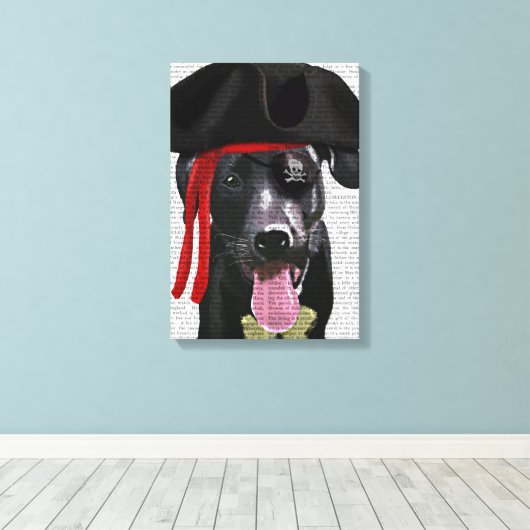 Black Labrador Pirate Canvas Afdruk (Insitu (Houten vloer))