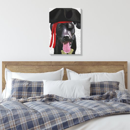 Black Labrador Pirate Canvas Afdruk (Insitu (Slaapkamer))