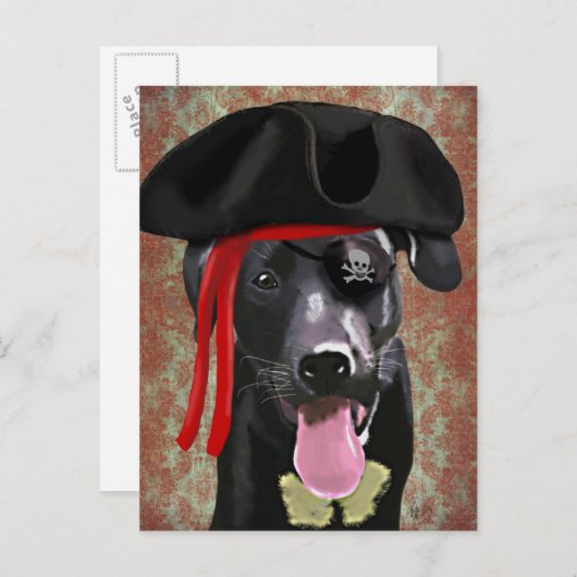 Black Labrador Pirate Dog Briefkaart (Voorkant / Achterkant)