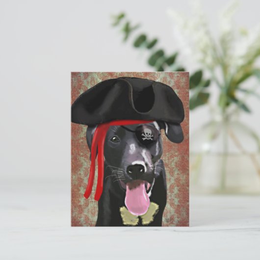Black Labrador Pirate Dog Briefkaart (Staand voorkant)