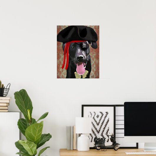 Black Labrador Pirate Dog Poster (Thuiskantoor)