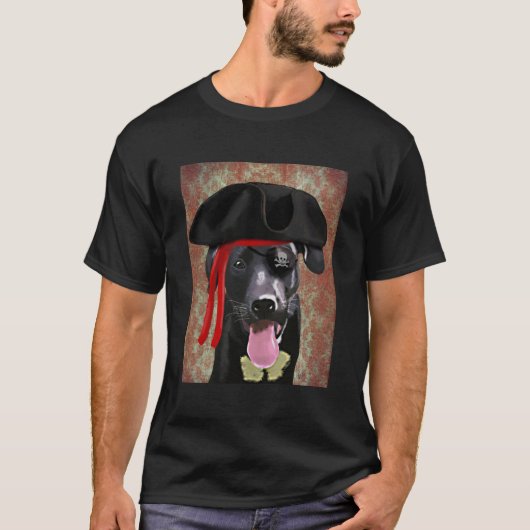 Black Labrador Pirate Dog T-shirt (Voorkant)
