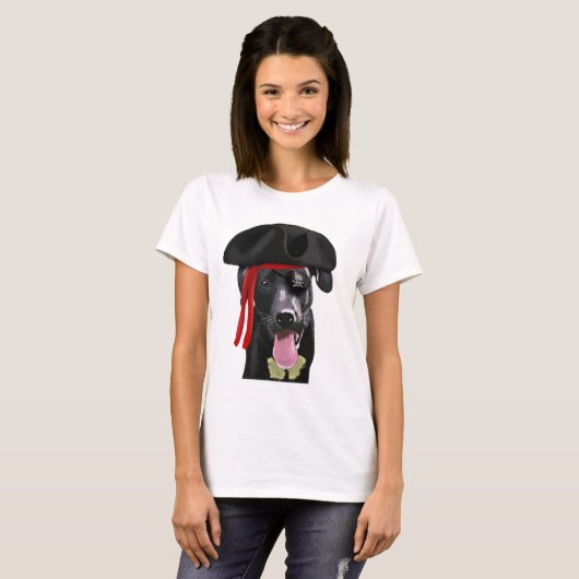 Black Labrador Pirate T-shirt (Voorkant volledig)