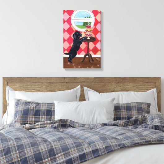 Black Labrador Puppy and Cupcakes Artwork Canvas Afdruk (Insitu (Slaapkamer))
