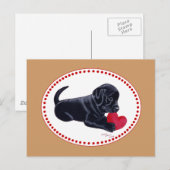 Black Labrador Puppy and Heart Briefkaart (Voorkant / Achterkant)