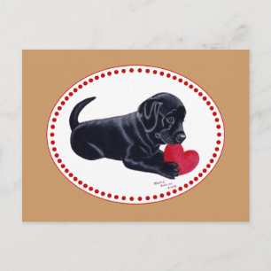 Black Labrador Puppy and Heart Briefkaart