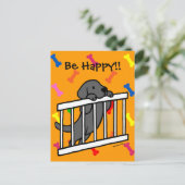 Black Labrador Puppy Cartoon Briefkaart (Staand voorkant)
