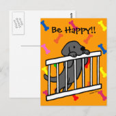 Black Labrador Puppy Cartoon Briefkaart (Voorkant / Achterkant)