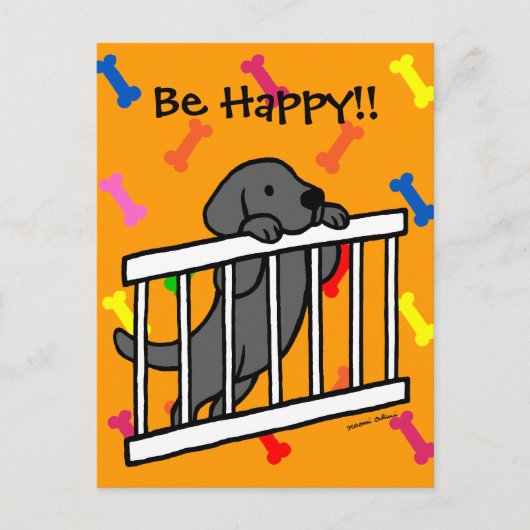 Black Labrador Puppy Cartoon Briefkaart (Voorkant)