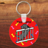 Black Labrador Puppy Cartoon Sleutelhanger (Voorkant)