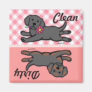 Black Labrador Puppy Clean/Dirty Dishwasmachine Magneet