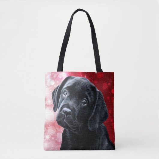 Black Labrador Puppy Cute Labrador Retriever Tote Bag (Voorkant)