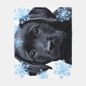 Black Labrador Puppy Dog Merry Kerstmis Fleece Deken (Voorkant)