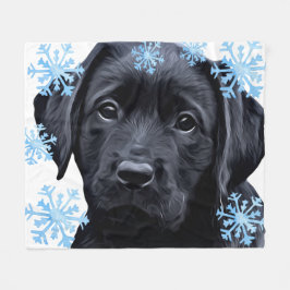 Black Labrador Puppy Dog Merry Kerstmis Fleece Deken