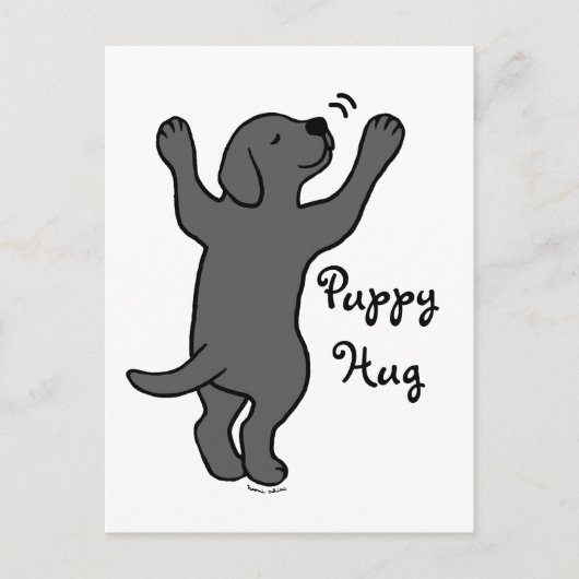 Black Labrador Puppy Hug Briefkaart (Voorkant)