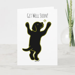 Black Labrador Puppy Hug Get Well Card Kaart