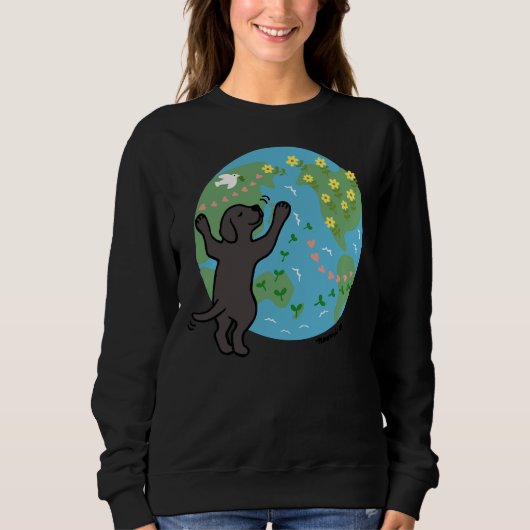 Black Labrador Puppy I Love Earth Trui (Voorkant)